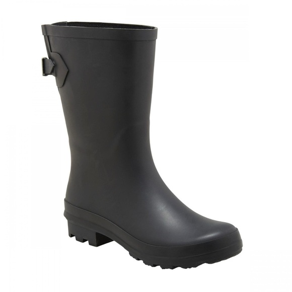 a new day Shoes - NWT A New Day Black Waterproof Rain Boots with Adjustable Strap